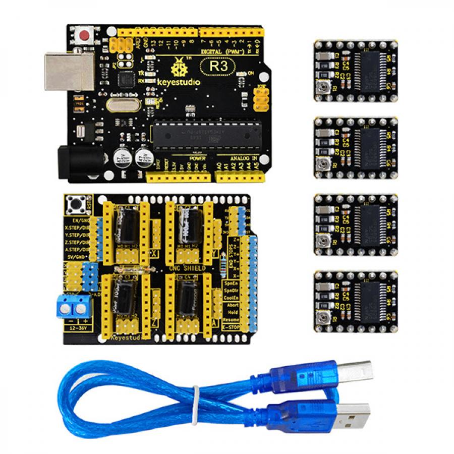 아두이노 DRV8825 CNC 키트 (우노R3+드라이버쉴드+모터드라이버+케이블) [KS0286]