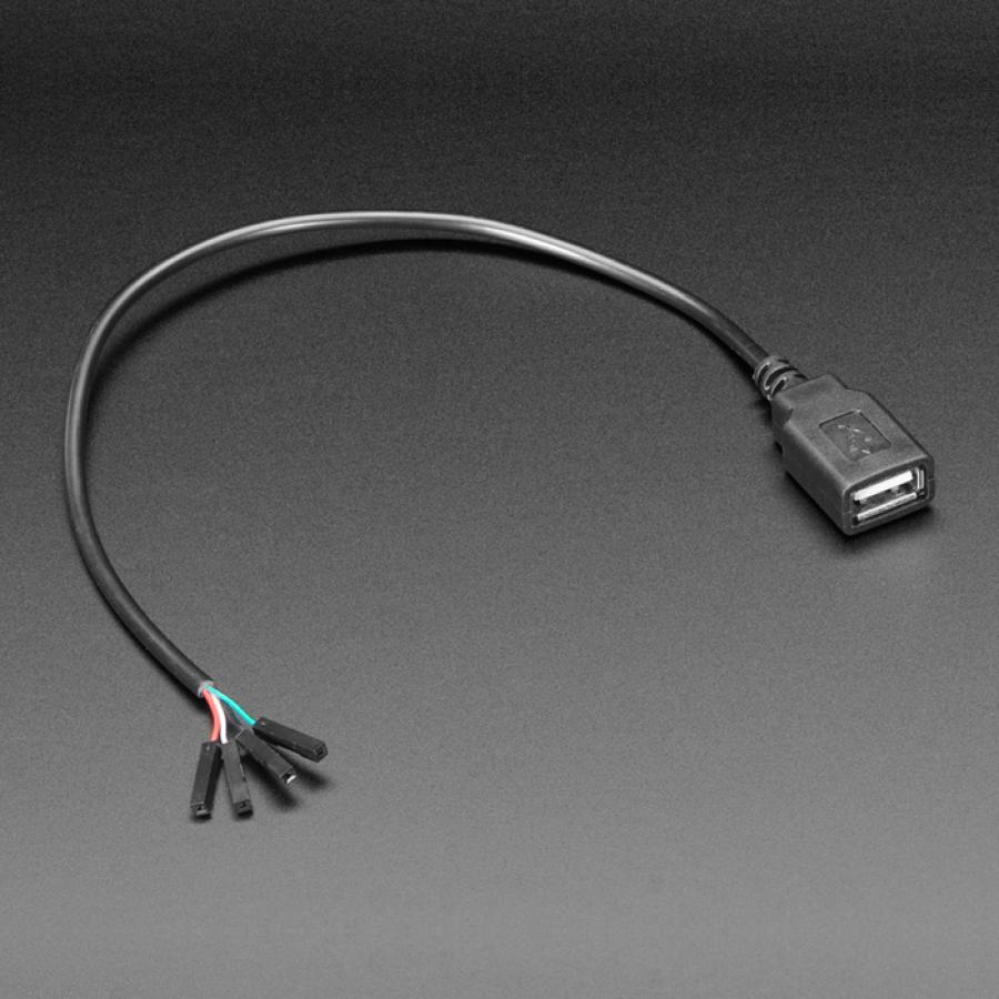 USB Type A Jack Breakout Cable with Premium Female Jumpers - 30cm long [ada-4449]