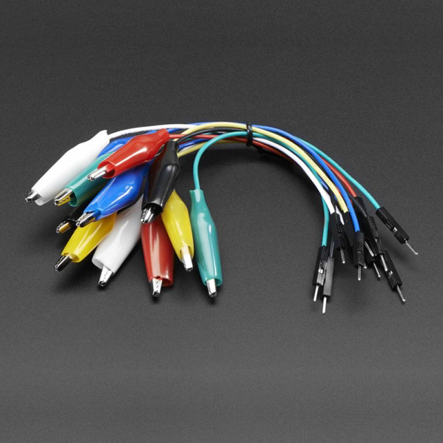 Small Alligator Clip to Male Jumper Wire Bundle - 12 Pieces [ada-3255]