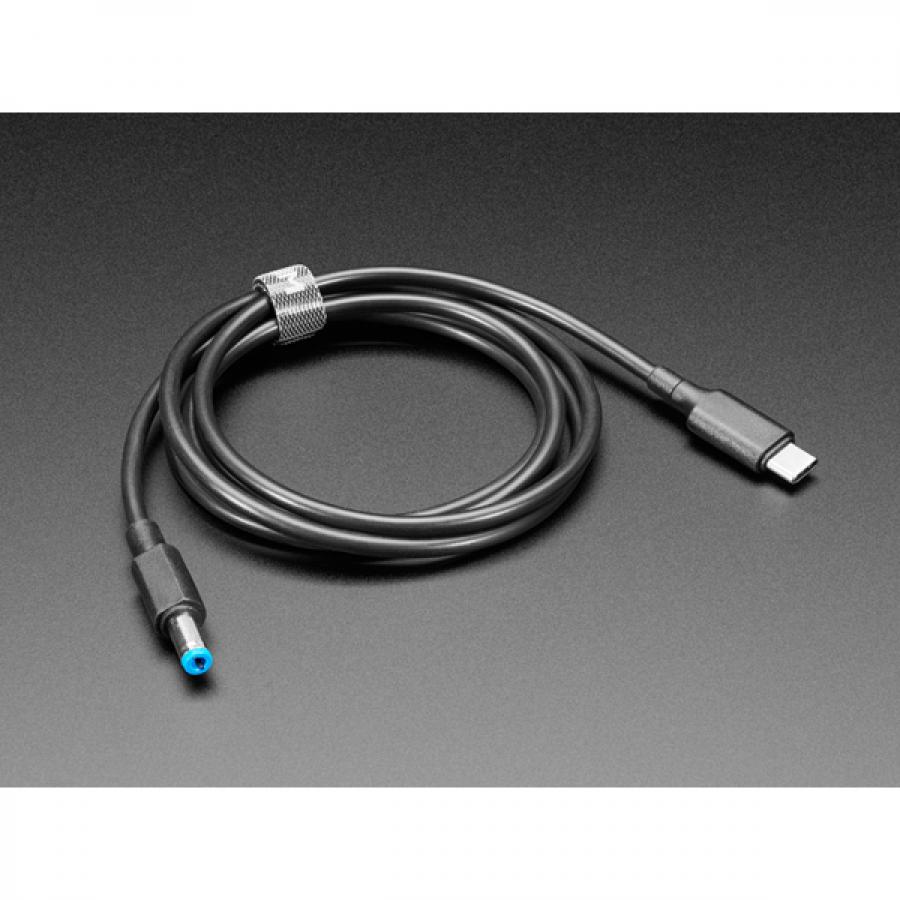 USB Type C 3.1 PD to 5.5mm Barrel Jack Cable - 5V 5A Output - 1.2m long with E-Mark [ada-5968]