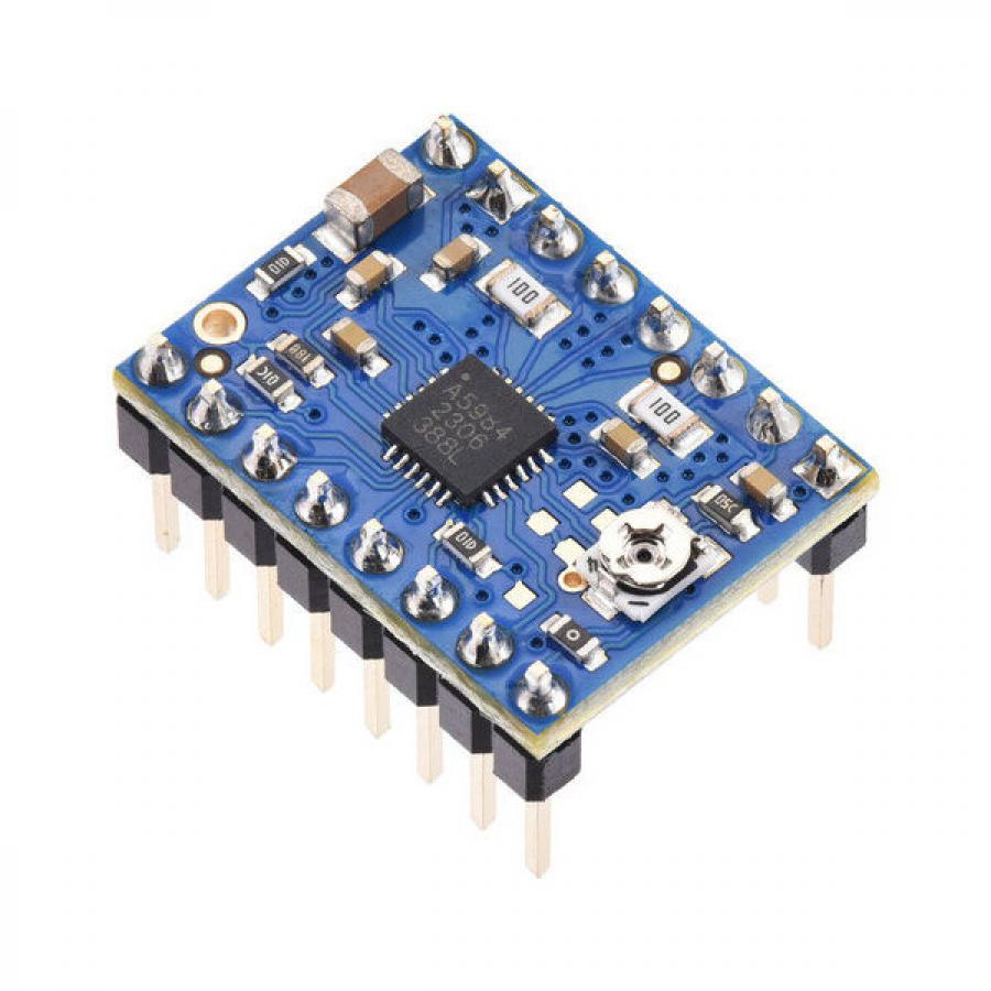 A5984 Stepper Motor Driver Carrier, Adjustable Current, Blue Edition (Soldered Header Pins) #5341