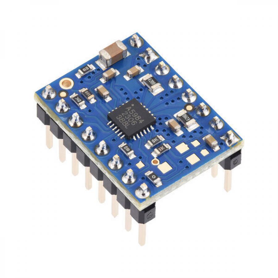 A5984 Stepper Motor Driver Carrier, Fixed 1A@5V / 660mA@3.3V, Blue Edition (Soldered Header Pins) #5347