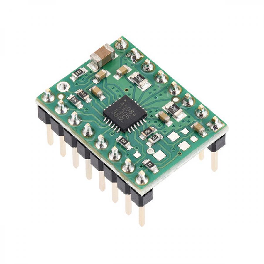 A5984 Stepper Motor Driver Carrier, Fixed 750mA@5V / 500mA@3.3V (Soldered Header Pins) #5349