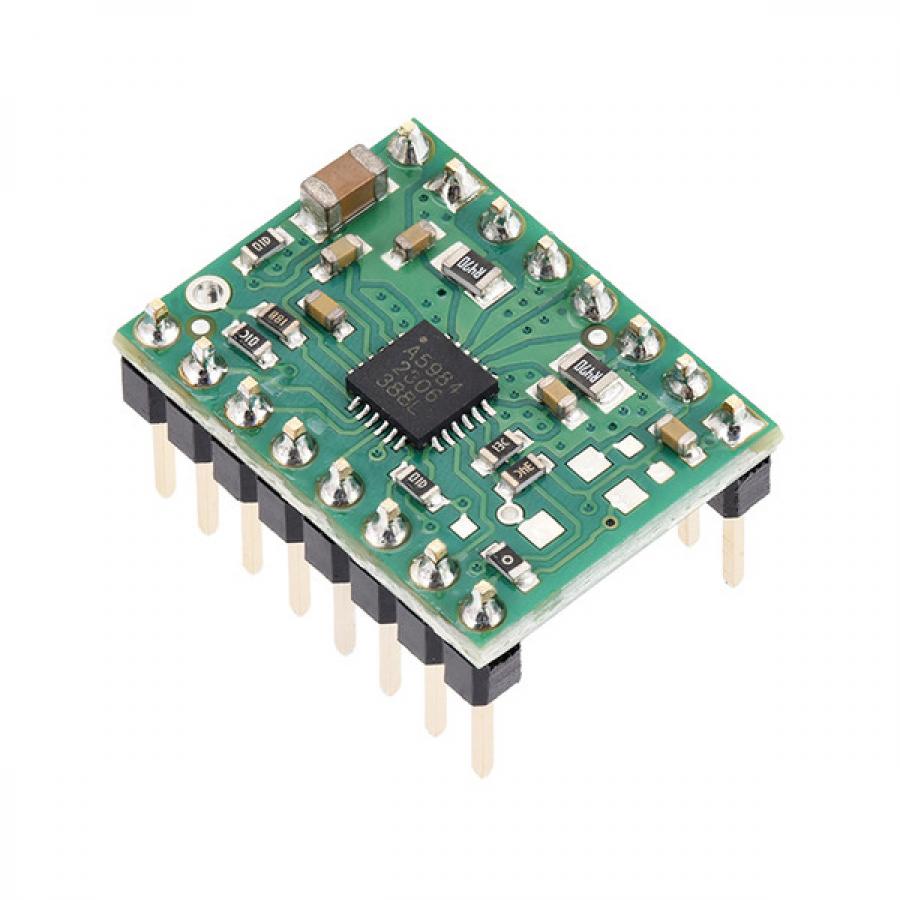 A5984 Stepper Motor Driver Carrier, Fixed 500mA@5V / 330mA@3.3V (Soldered Header Pins) #5351