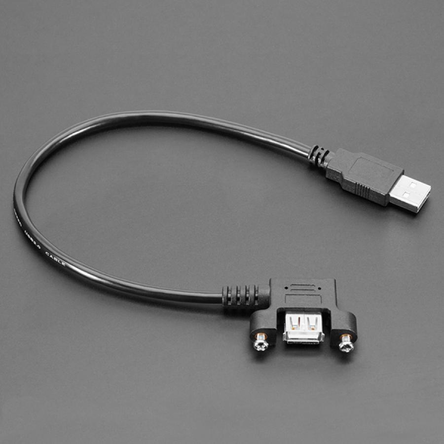 Panel Mount USB Cable - USB A Plug to USB A Right Angle Socket - 30cm [ada-6004]