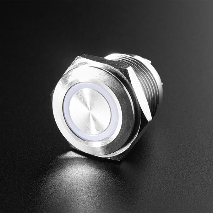 Rugged Metal Pushbutton - 16mm 6V RGB Momentary [ada-3350]