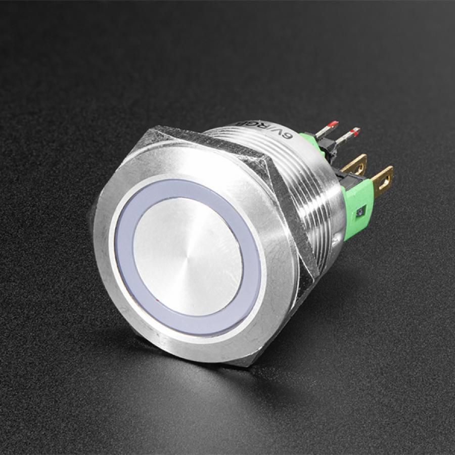 Rugged Metal Pushbutton - 22mm 6V RGB Momentary [ada-3423]