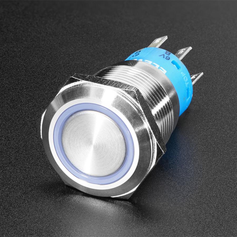 Rugged Metal Pushbutton - 19mm 6V RGB Momentary [ada-3425]