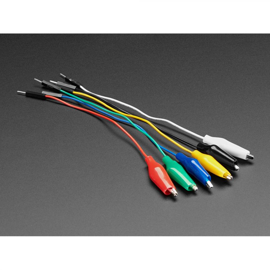 Small Alligator Clip to Male Jumper Wire Bundle - 6 Pieces [ada-3448]